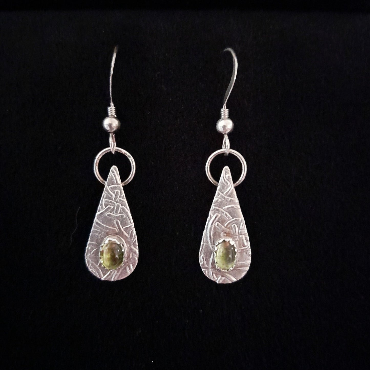 Celtic Peridot Drop Earrings Medium