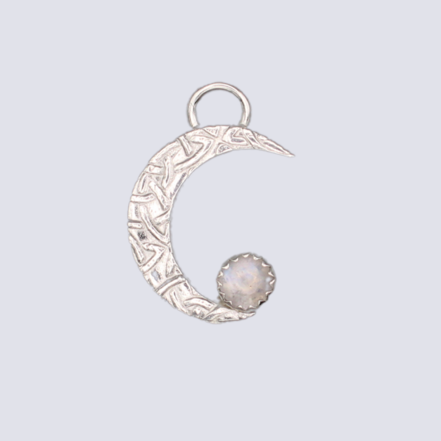 Rainbow Moonstone Crescent Moon Pendant