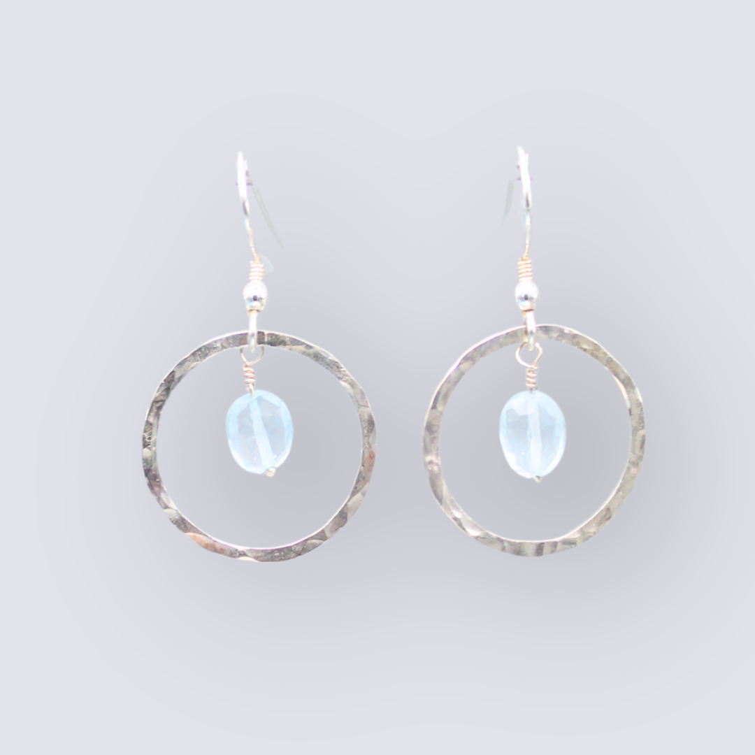 Celtic Circle of Life Swiss Blue Topaz Earrings