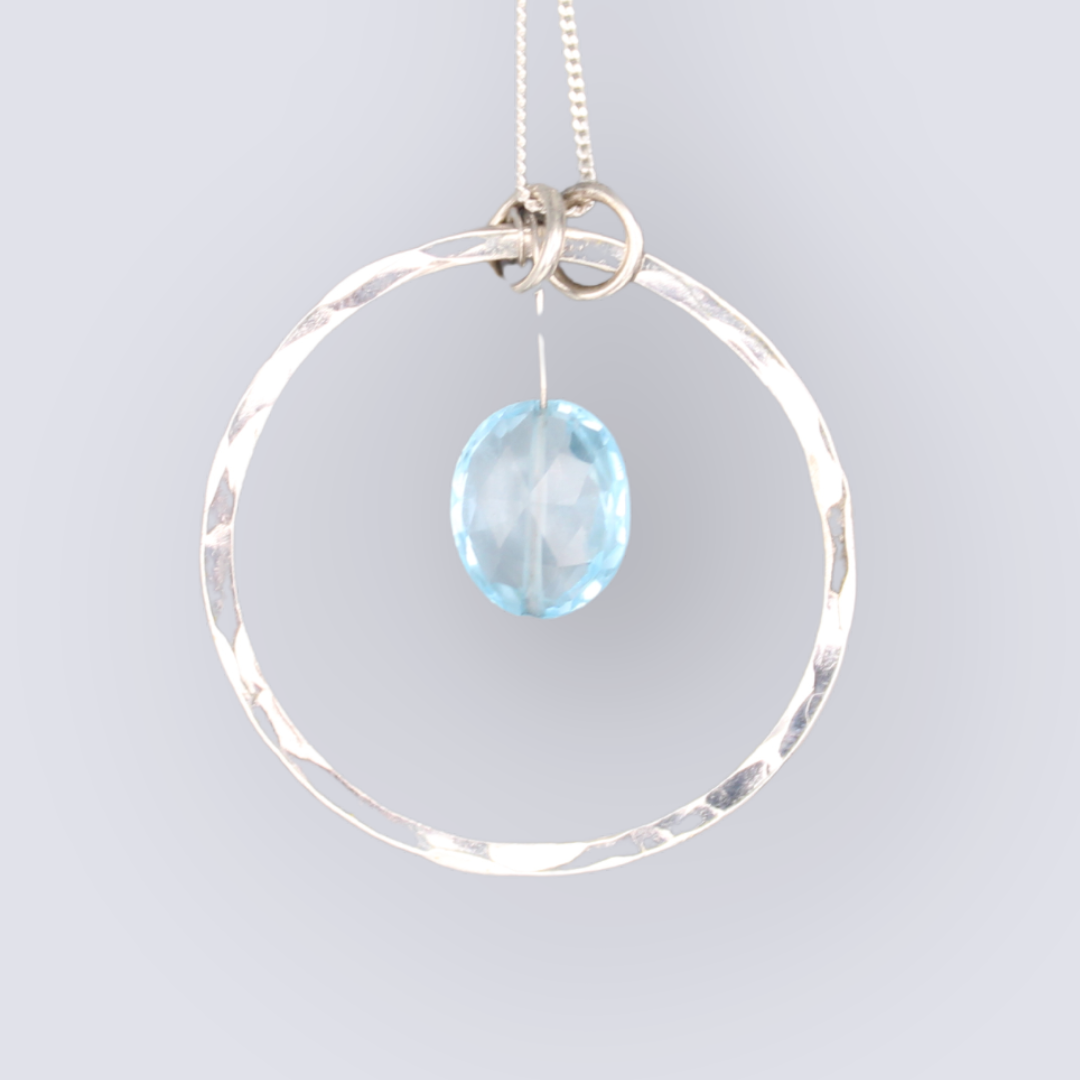 Celtic Circle of Life Swiss Blue Topaz Pendant