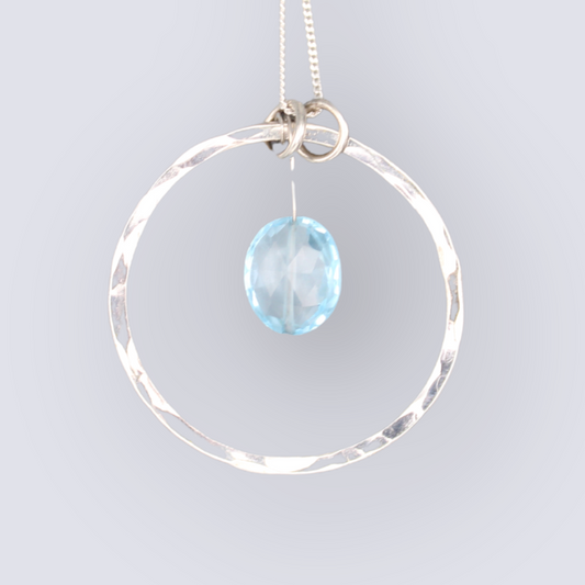 Celtic Circle of Life Swiss Blue Topaz Pendant