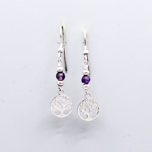 Amethyst Tree of Life Drop Earrings - Arborvitae Designs