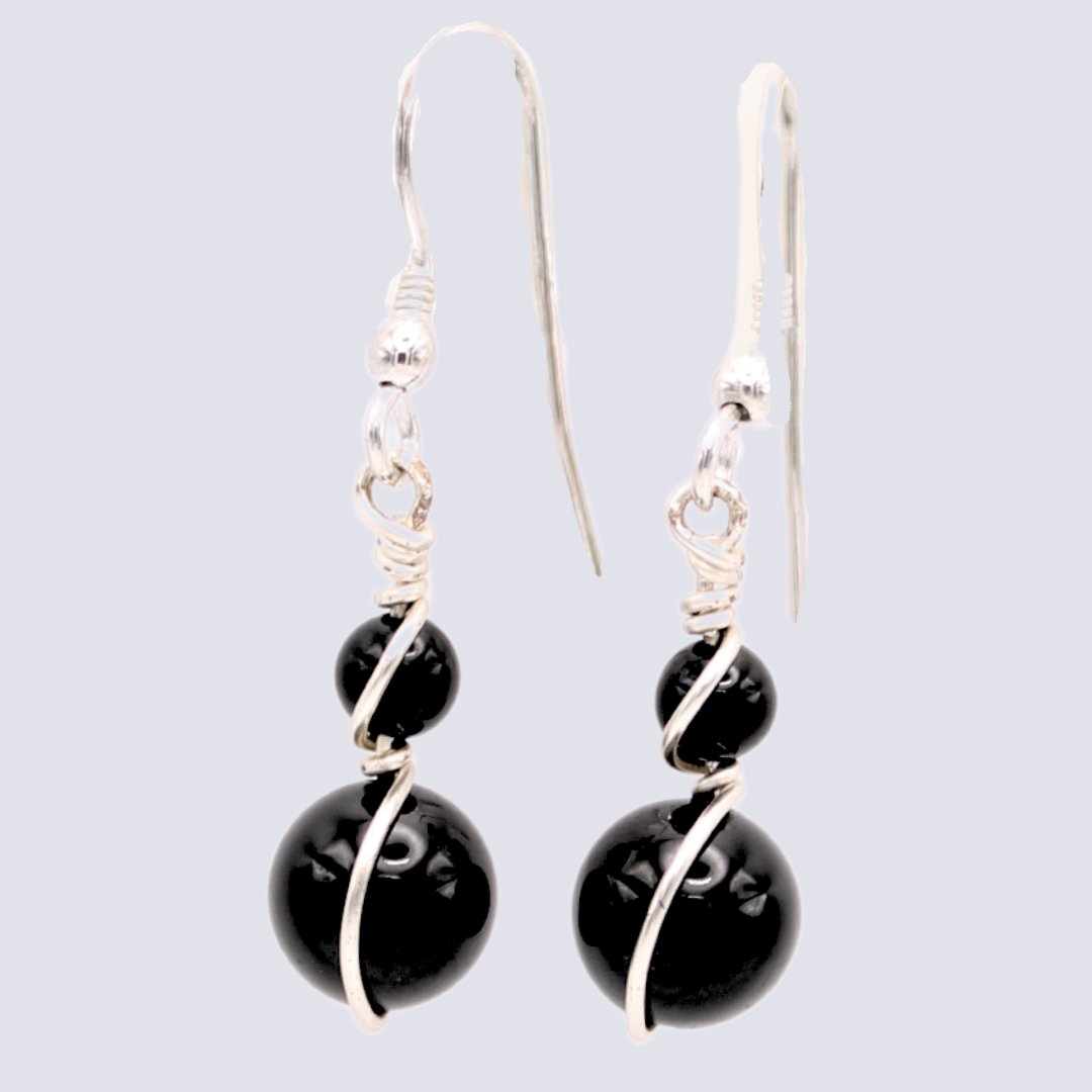 Black Tourmaline Wrap Earrings - Arborvitae Designs