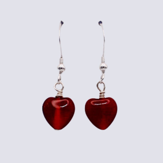 Carnelian Heart Earrings - Arborvitae Designs