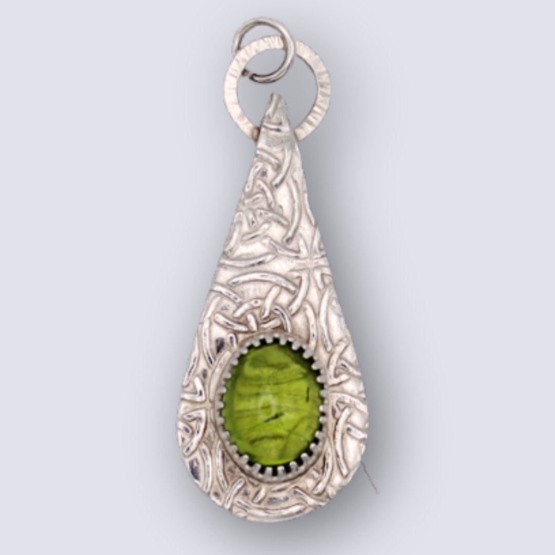 Celtic Peridot Drop Pendant Extra Large - Arborvitae Designs