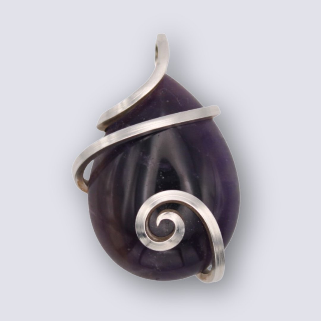 Dark Amethyst Teardrop Pendant - Arborvitae Designs