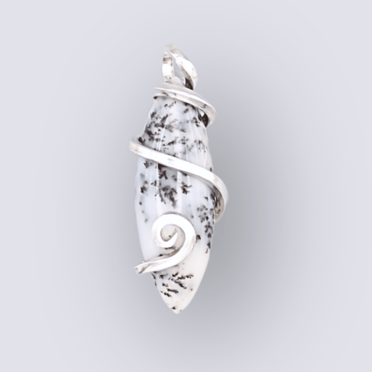 Dendritic Agate Marquise Pendant - Arborvitae Designs