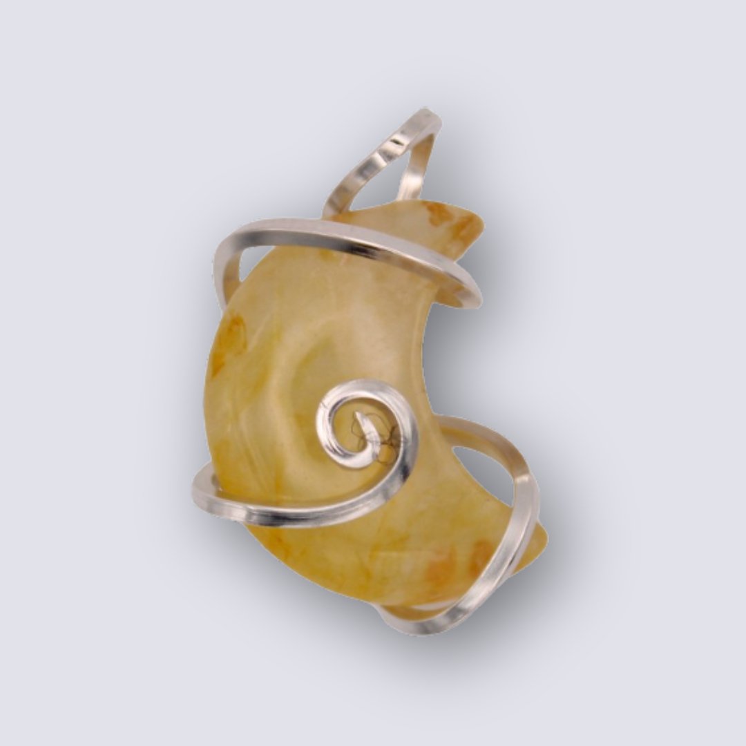 Golden Healer Quartz Moon Pendant - Arborvitae Designs