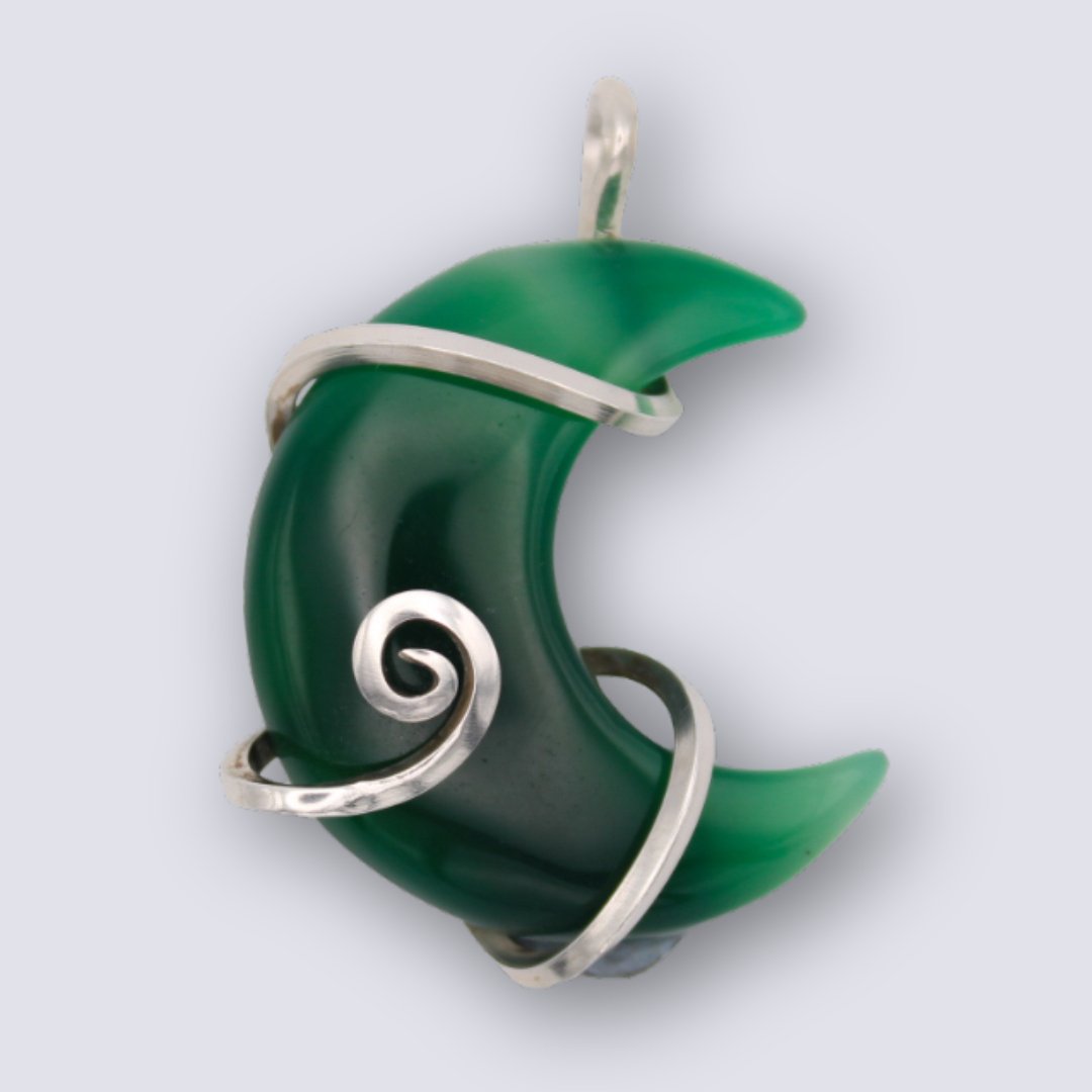 Green Onyx Moon Pendant - Arborvitae Designs