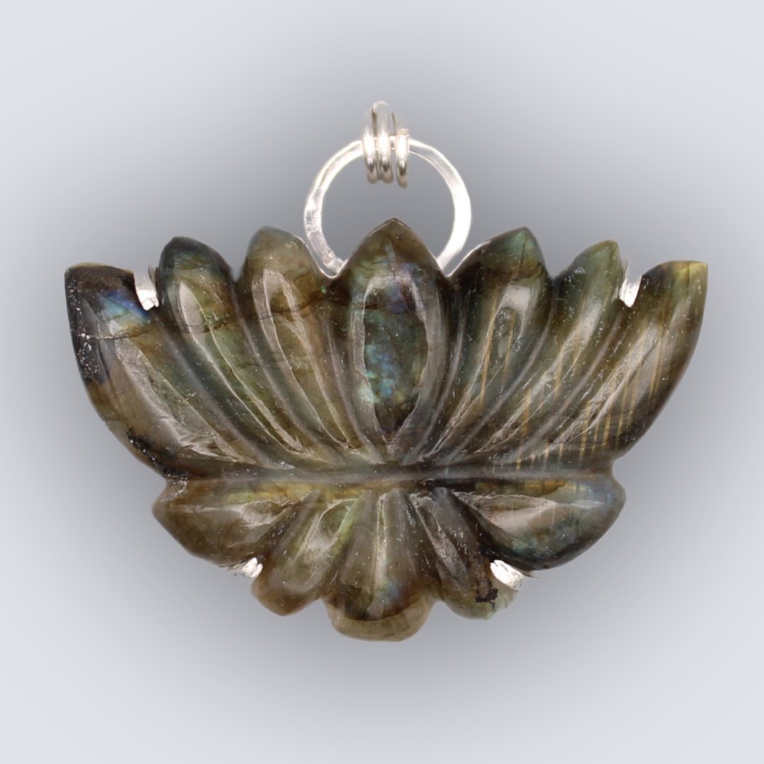 Labradorite Lotus Flower Pendant - Arborvitae Designs