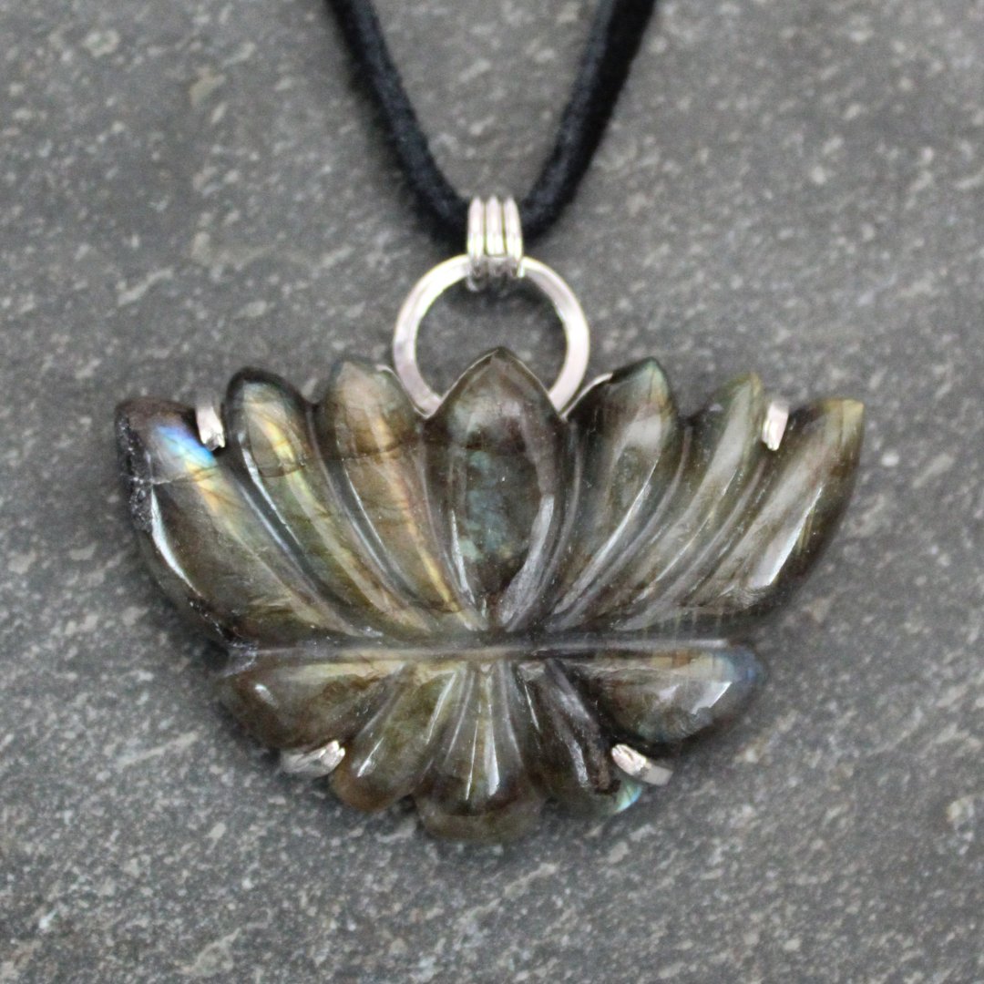 Labradorite Lotus Flower Pendant - Arborvitae Designs