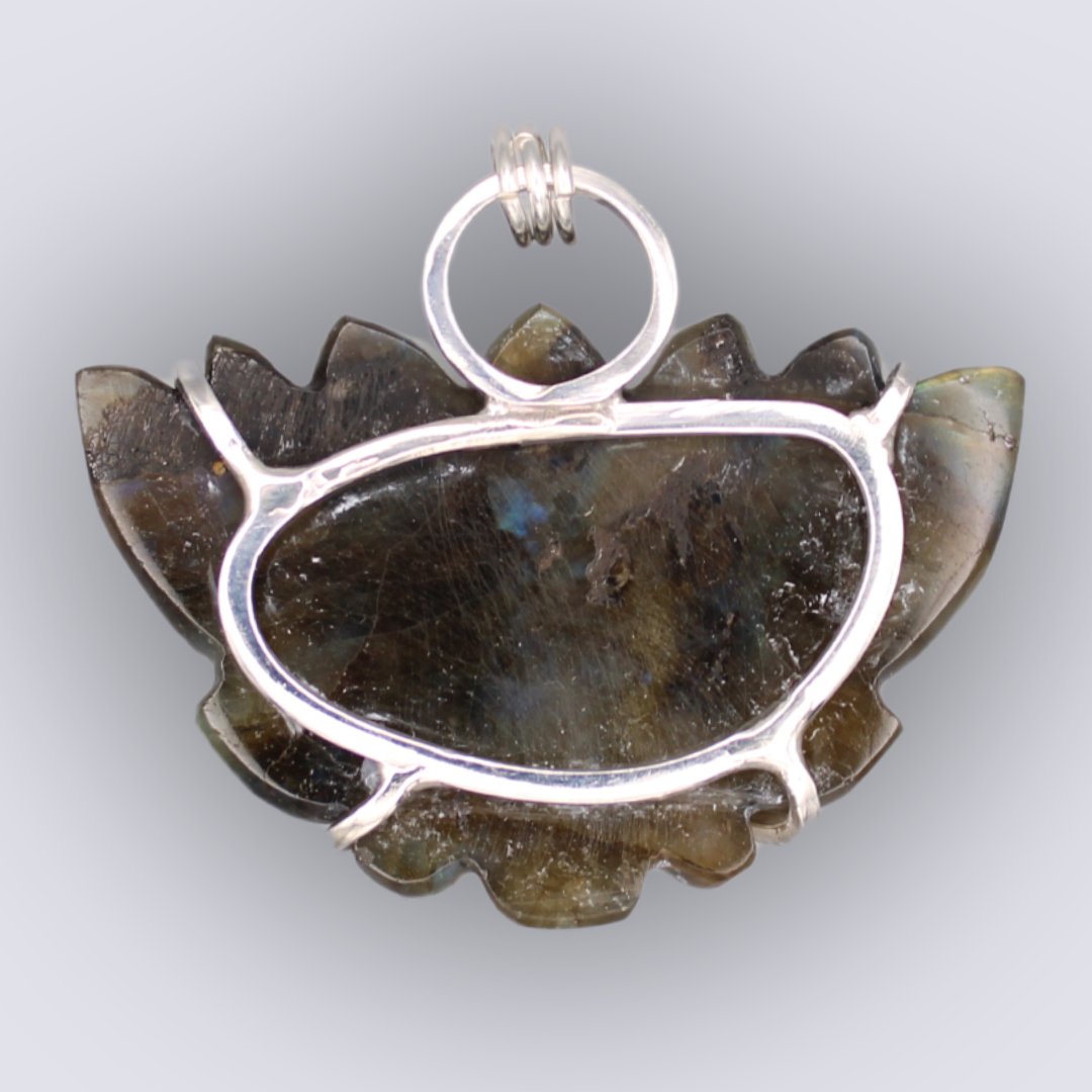 Labradorite Lotus Flower Pendant - Arborvitae Designs