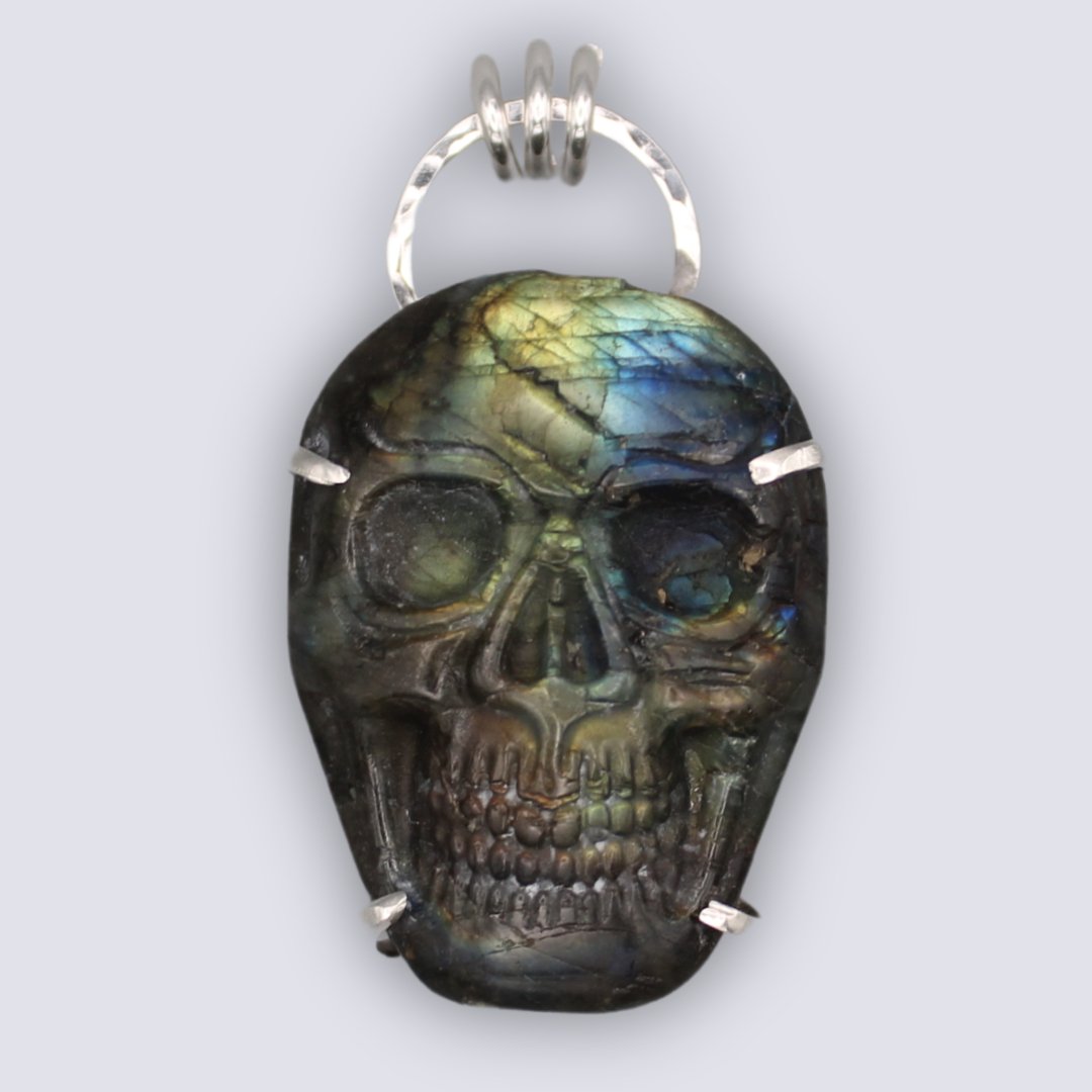 Labradorite Skull Pendant - Arborvitae Designs