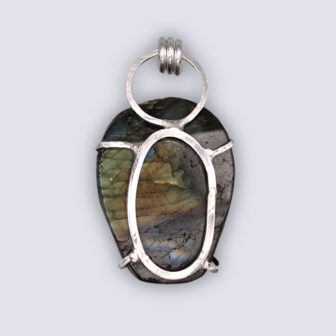 Labradorite Skull Pendant - Arborvitae Designs