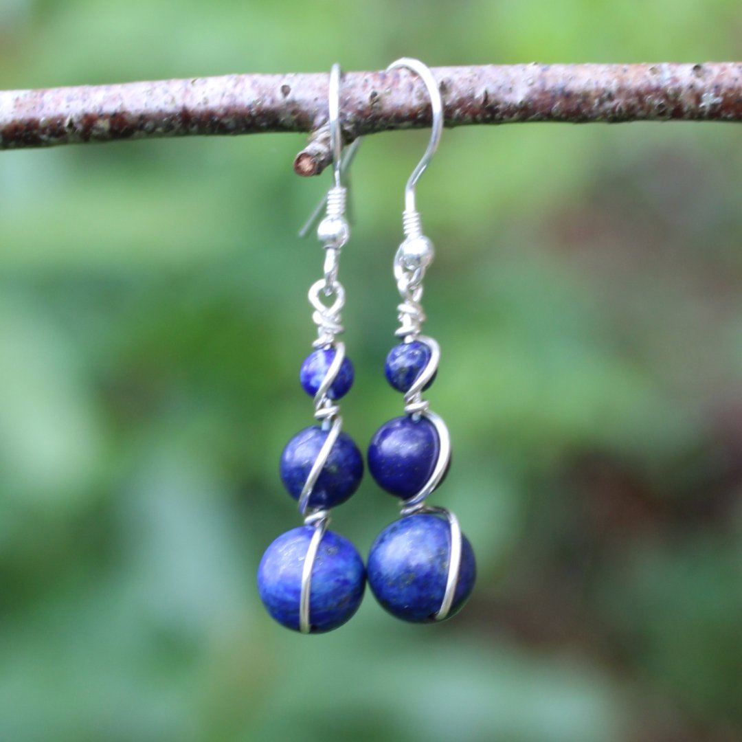 Lapis Lazuli Wrap Earrings - Arborvitae Designs