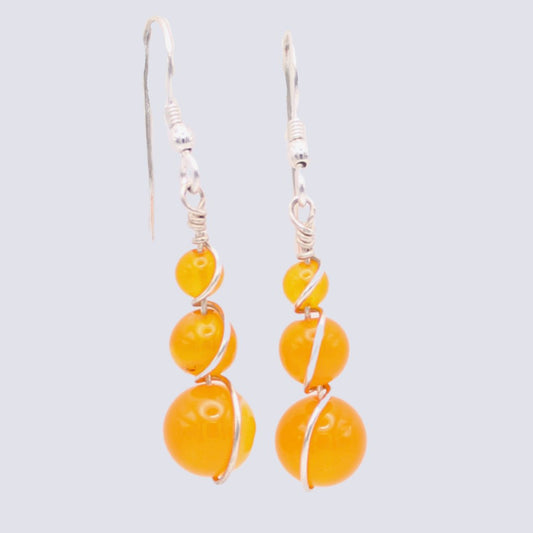 Orange Banded Agate Wrap Earrings - Arborvitae Designs