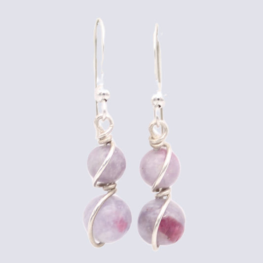 Plum Blossom Tourmaline Wrap Earrings - Arborvitae Designs