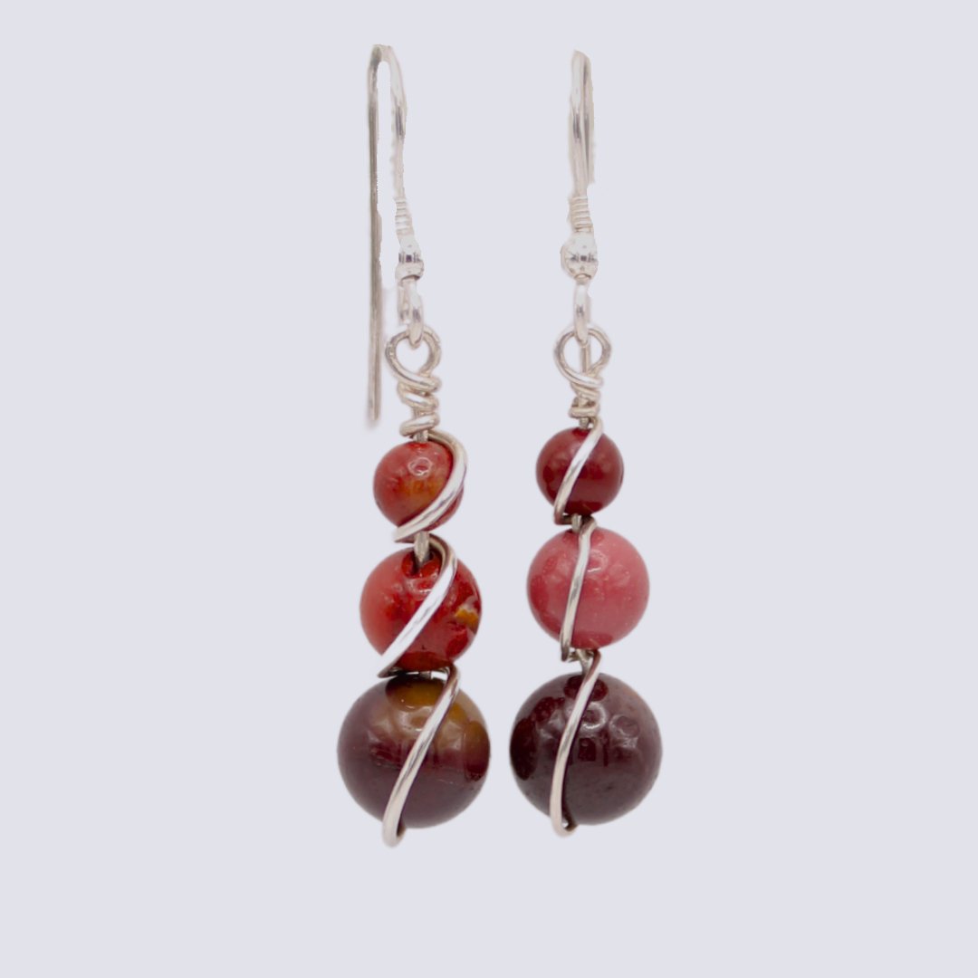 Red Mookaite Wrap Earrings - Arborvitae Designs