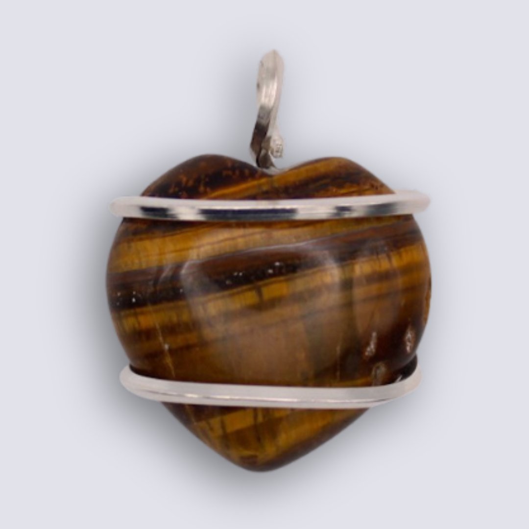 Reversible Tigers Eye Heart Pendant - Arborvitae Designs