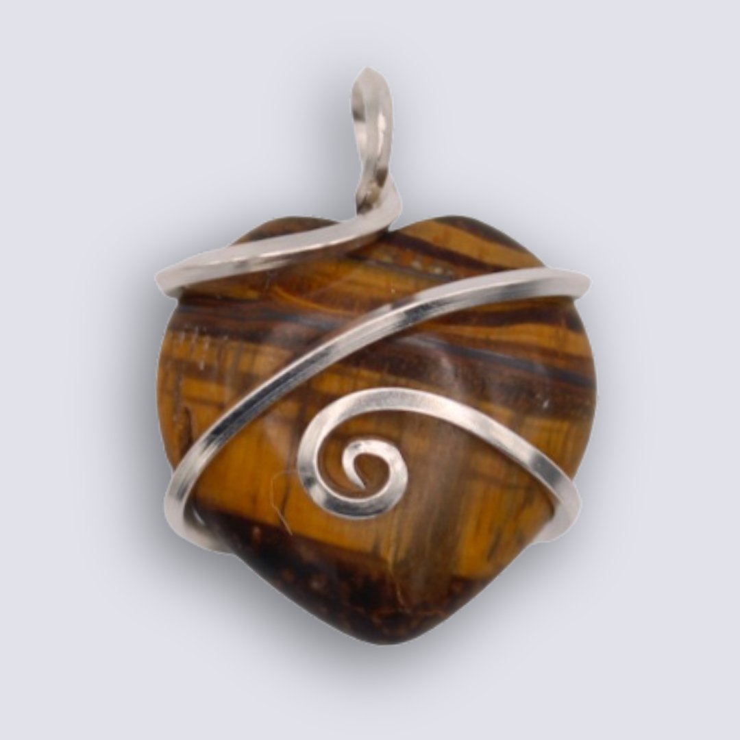 Reversible Tigers Eye Heart Pendant - Arborvitae Designs