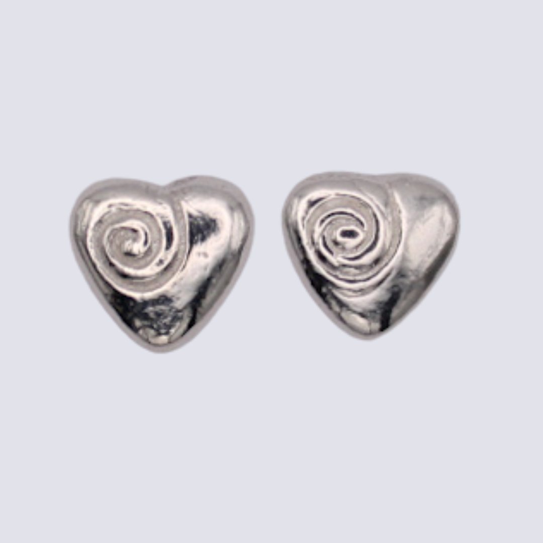 Silver Heart Stud Earrings - Arborvitae Designs