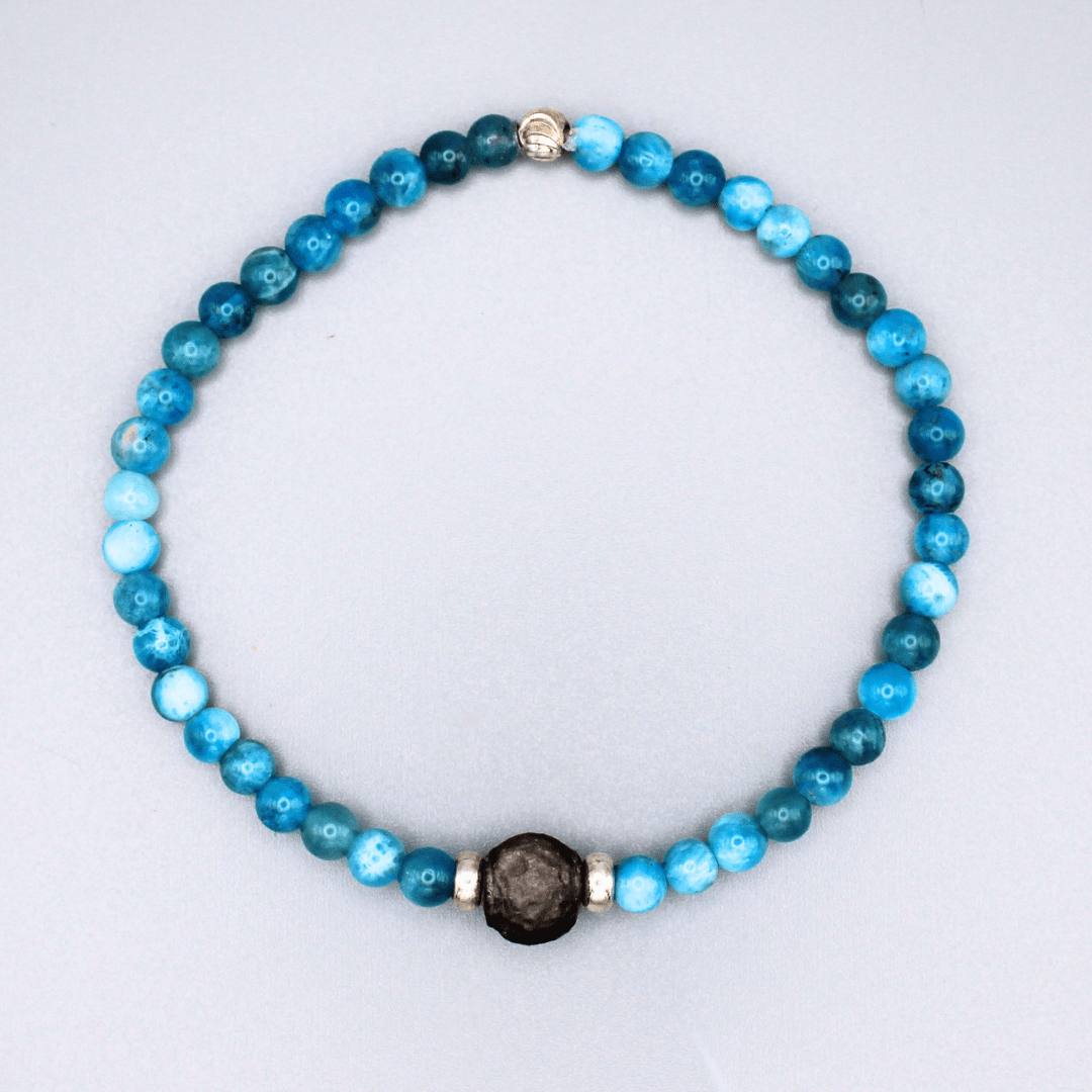 Silver Obsidian Moon & Apatite Bracelet - Arborvitae Designs