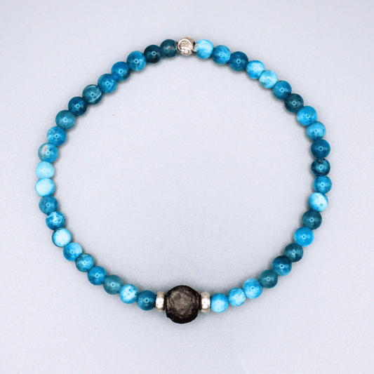 Silver Obsidian Moon & Apatite Bracelet - Arborvitae Designs