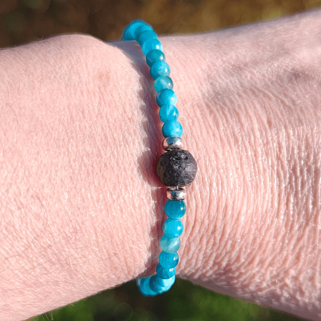 Silver Obsidian Moon & Apatite Bracelet - Arborvitae Designs