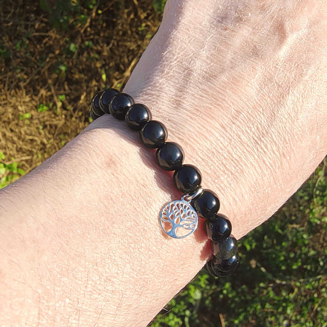 Silver Sheen Obsidian Tree of Life Bracelet - Arborvitae Designs