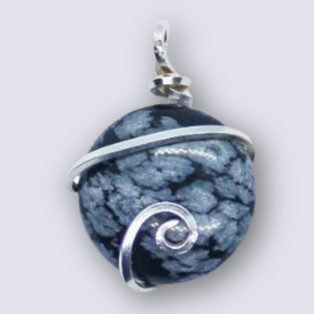 Snowflake Obsidian Coin Pendant - Arborvitae Designs