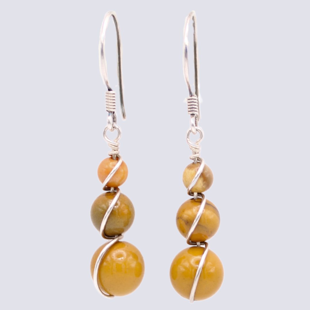 Yellow Mookaite Wrap Earrings - Arborvitae Designs