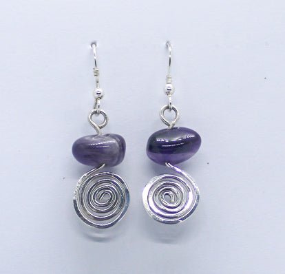 Amethyst Spiral Earrings - Arborvitae Designs