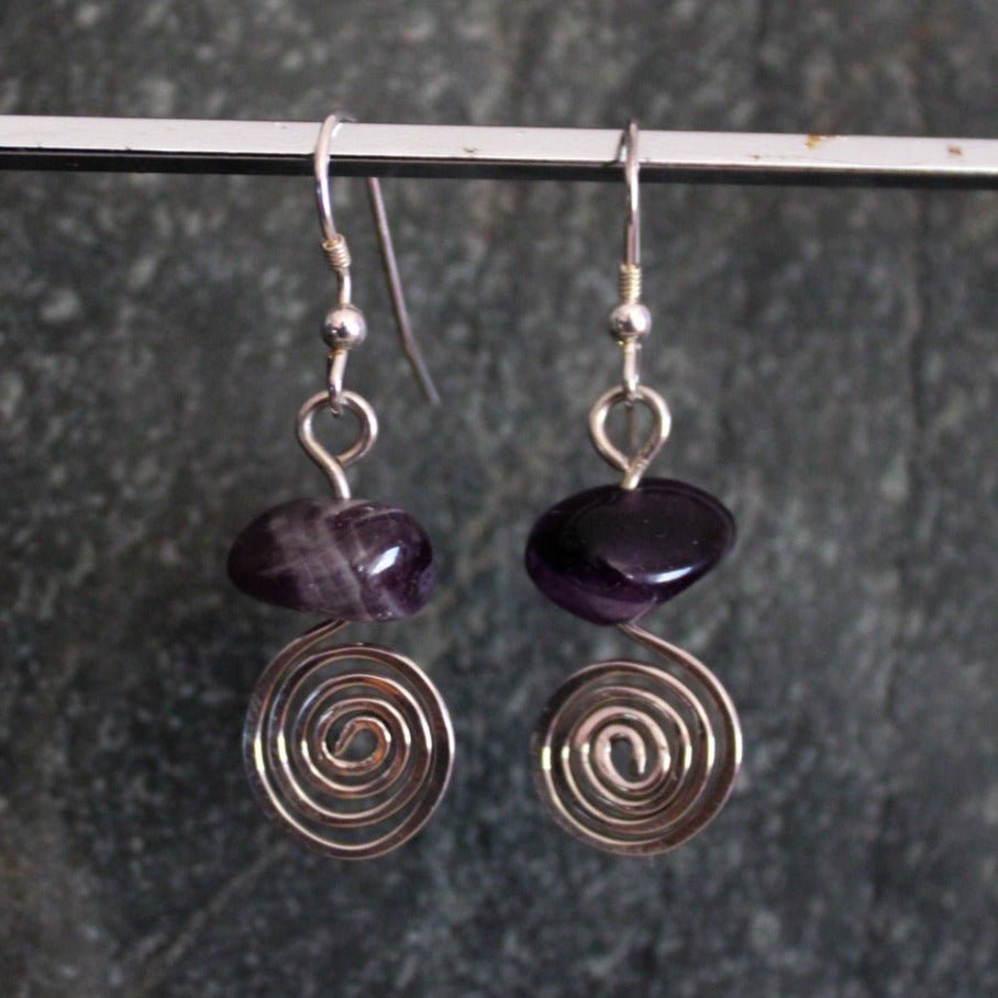 Amethyst Spiral Earrings - Arborvitae Designs