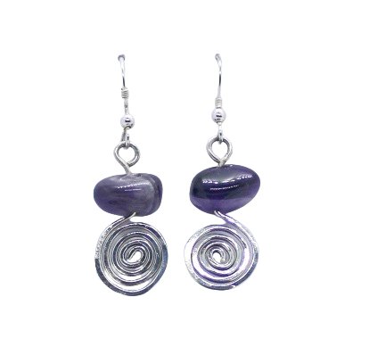 Amethyst Spiral Earrings - Arborvitae Designs