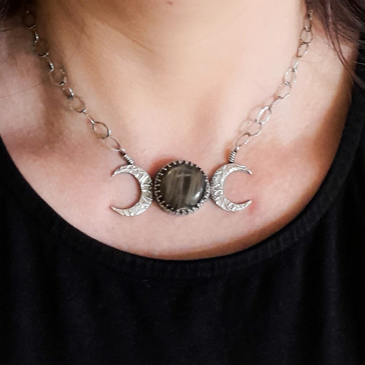 Black Moonstone Goddess Necklace - Arborvitae Designs