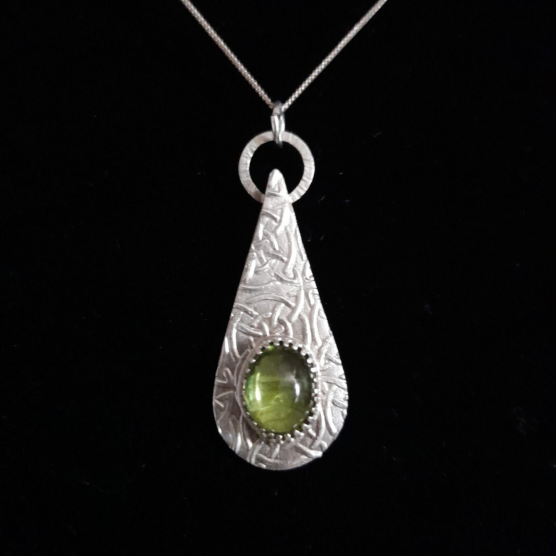 Celtic Peridot Drop Pendant Large - Arborvitae Designs