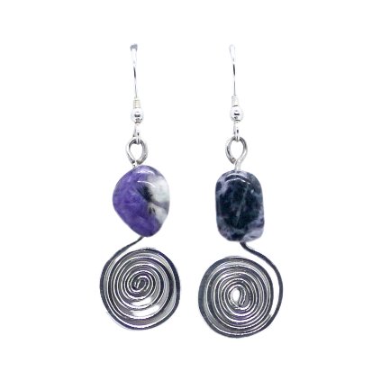 Charoite Tumble Spiral Earrings - Arborvitae Designs