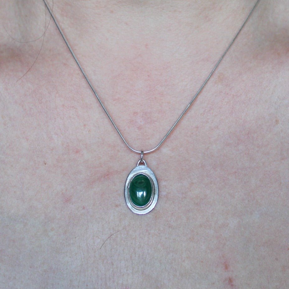 Malachite Oval Pendant - Arborvitae Designs