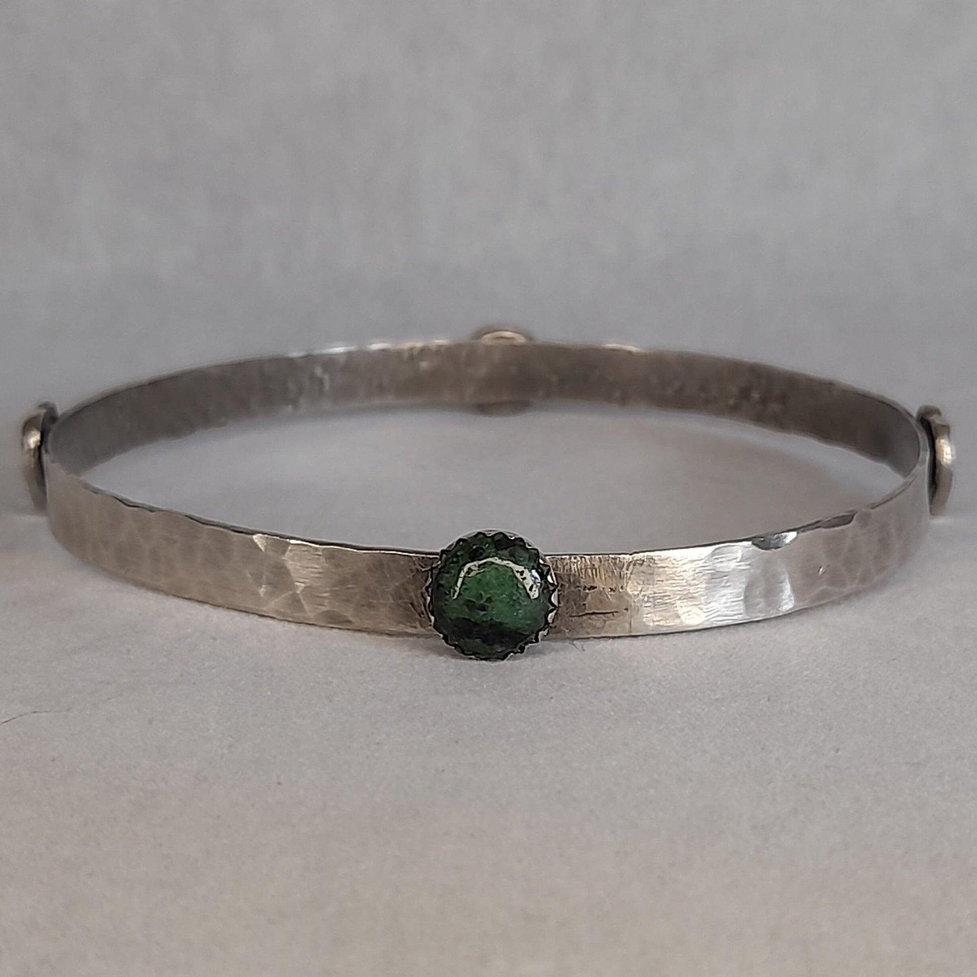 Ruby Zoisite Heart Sterling Silver Bangle - Arborvitae Designs