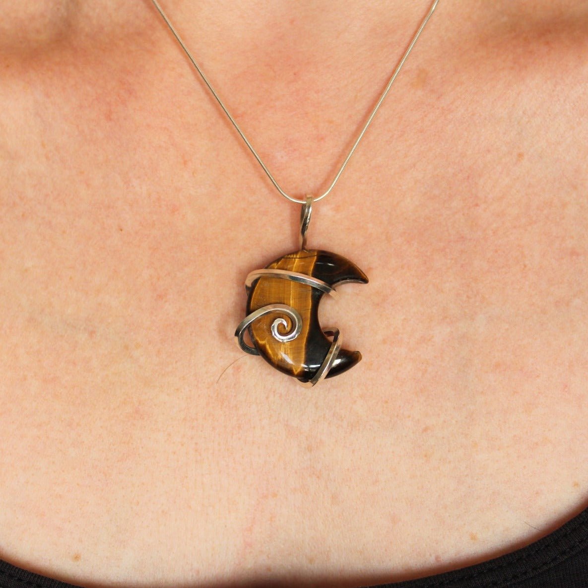 Tigers Eye Moon Pendant - Arborvitae Designs