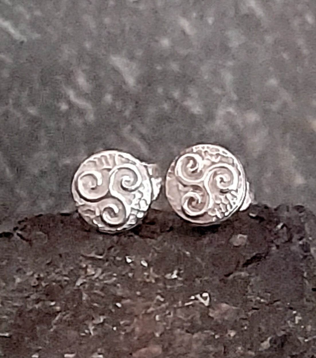 Triskele Sterling Silver Stud Earrings - Arborvitae Designs